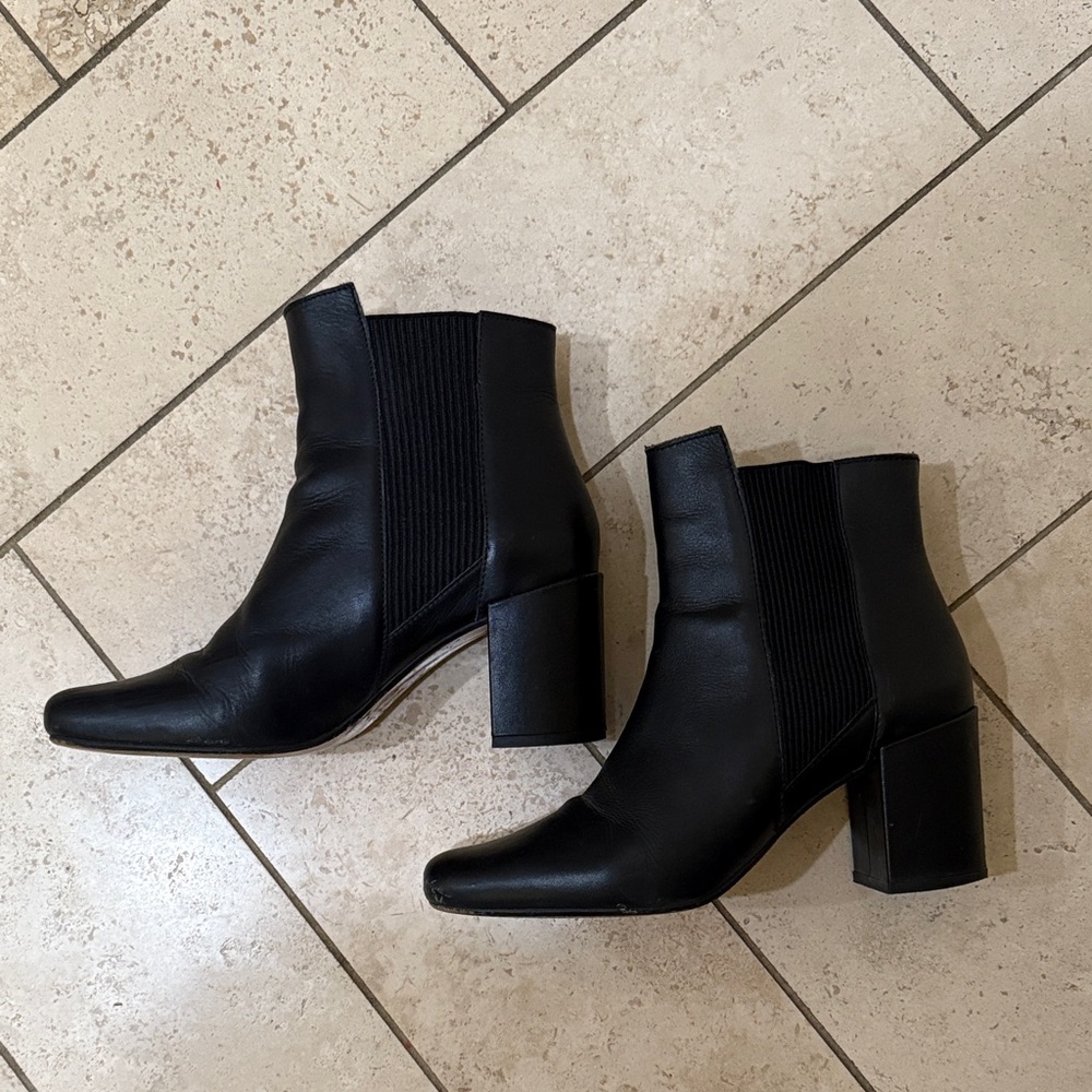 Zara Black Ankle Booties with Block Heel